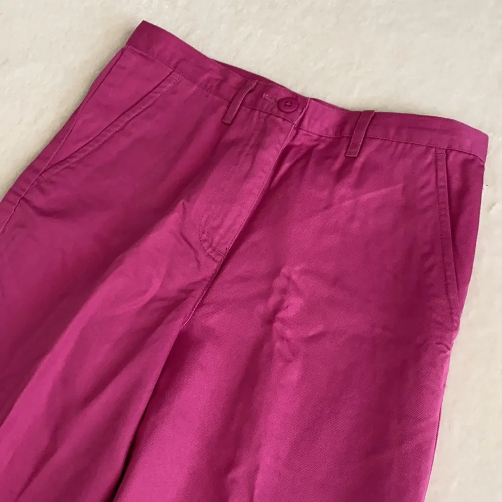 {NWT/VTG} Talbots Kids | High Waisted Wide Leg Cropped Pants Cotton Lyocell Pink - Picture 3 of 13